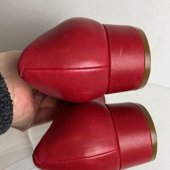 Cole Haan Leah Skimmer Pointed Toe Scallop Cut-outs Flats Sz 11 Tango Red Office - Picture 14 of 16